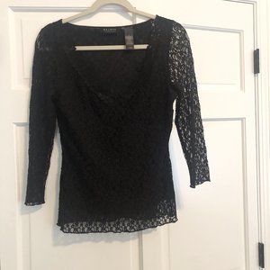 Black lace V neck top